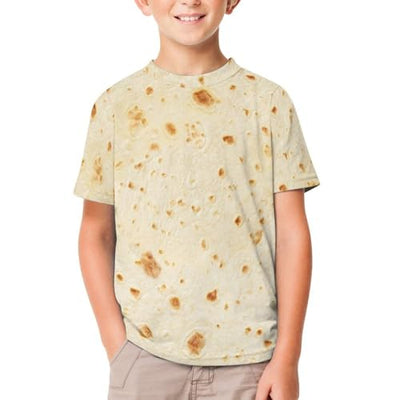 QPANDTDNK Burrito Tortilla Pattern Children's Short Sleeve T-Shirt-Printed Short Sleeve T-Shirt 160CM, 3X-Large, Style-20-6