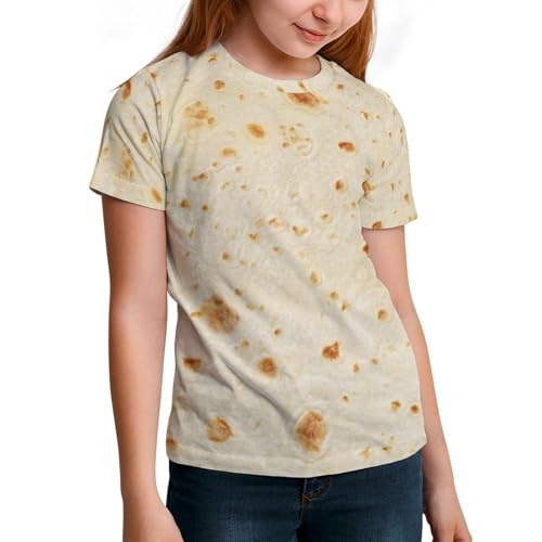 QPANDTDNK Burrito Tortilla Pattern Children's Short Sleeve T-Shirt-Printed Short Sleeve T-Shirt 160CM, 3X-Large, Style-20-6