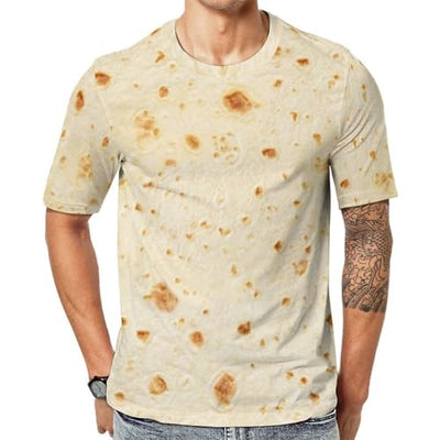 FULAOER Burrito Tortilla Pattern Men's Summer Short Sleeve Crew Neck T-Shirt Casual Sports Shirt 3XL, Style-5