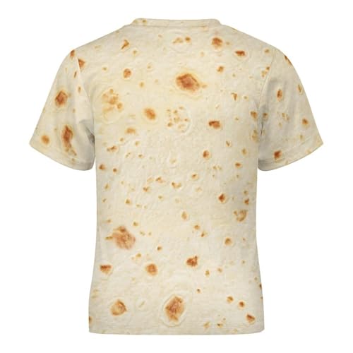 QPANDTDNK Burrito Tortilla Pattern Children's Short Sleeve T-Shirt-Printed Short Sleeve T-Shirt 160CM, 3X-Large, Style-20-6