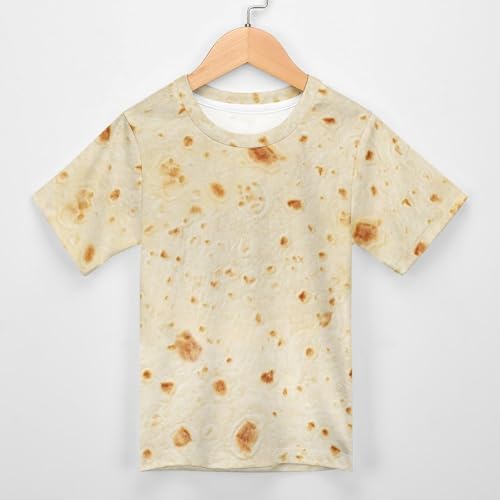 QPANDTDNK Burrito Tortilla Pattern Children's Short Sleeve T-Shirt-Printed Short Sleeve T-Shirt 160CM, 3X-Large, Style-20-6