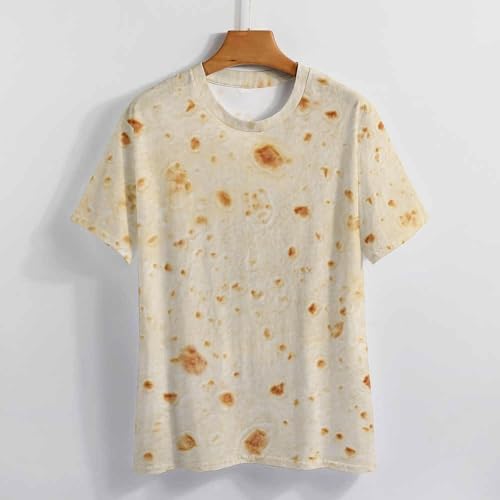 FULAOER Burrito Tortilla Pattern Men's Summer Short Sleeve Crew Neck T-Shirt Casual Sports Shirt 3XL, Style-5