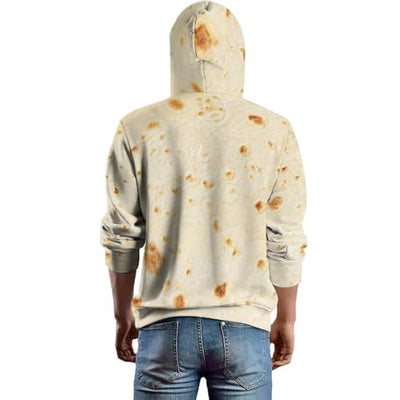 Burrito Tortilla Pattern Mens Casual Hooded Collar Drawstring Hoodies Pullover Long Sleeve Sweatshirts 3XL