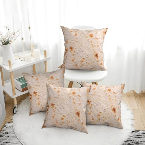 VOSERY Tortilla Throw Pillow Covers 16x16 Set of 4, Decorative Pillowcase for Couch Bed Sofa Living Room Farmhouse Soft Cushion Case