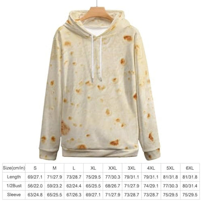 Burrito Tortilla Pattern Mens Casual Hooded Collar Drawstring Hoodies Pullover Long Sleeve Sweatshirts 3XL