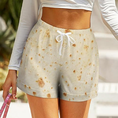 Generic Burrito Tortilla Pattern Womens Sweat Shorts Drawstring High Waist Athletic Loose Elastic with Pocket S, Style-4-13