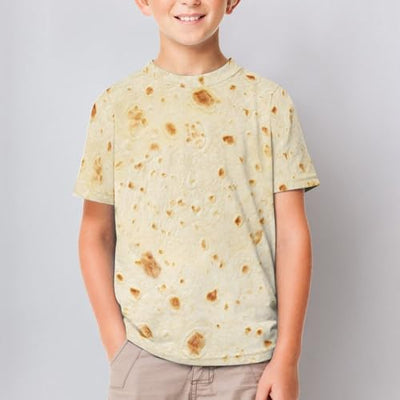 QPANDTDNK Burrito Tortilla Pattern Children's Short Sleeve T-Shirt-Printed Short Sleeve T-Shirt 160CM, 3X-Large, Style-20-6