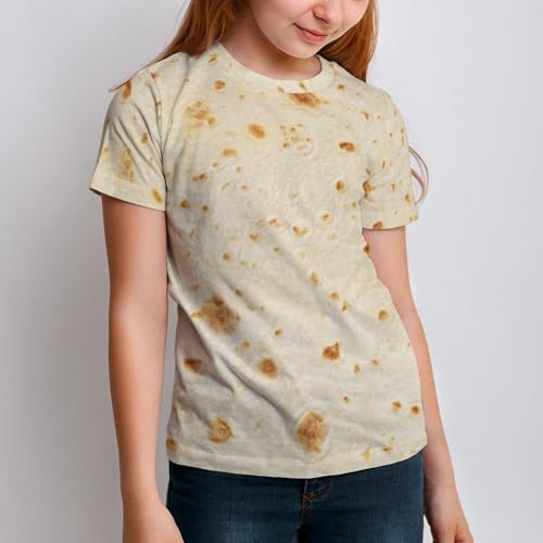 QPANDTDNK Burrito Tortilla Pattern Children's Short Sleeve T-Shirt-Printed Short Sleeve T-Shirt 160CM, 3X-Large, Style-20-6