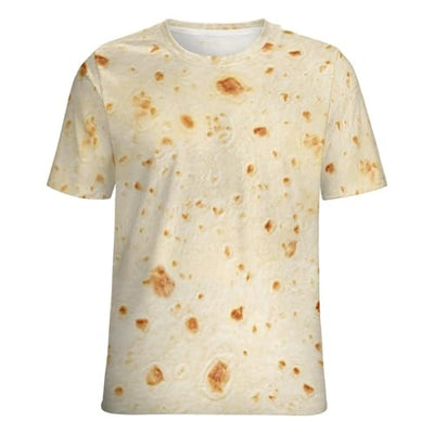 FULAOER Burrito Tortilla Pattern Men's Summer Short Sleeve Crew Neck T-Shirt Casual Sports Shirt 3XL, Style-5