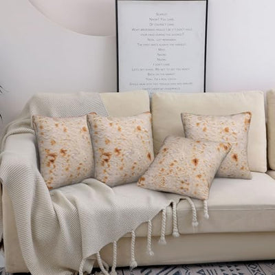 VOSERY Tortilla Throw Pillow Covers 16x16 Set of 4, Decorative Pillowcase for Couch Bed Sofa Living Room Farmhouse Soft Cushion Case