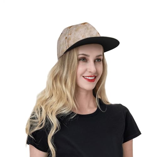 TZTTZT Tortilla Snapback Hats for Men Women, Flat Bill Brim Hat Adjustable Baseball Cap Black