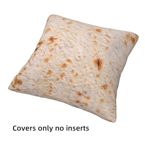 VOSERY Tortilla Throw Pillow Covers 16x16 Set of 4, Decorative Pillowcase for Couch Bed Sofa Living Room Farmhouse Soft Cushion Case