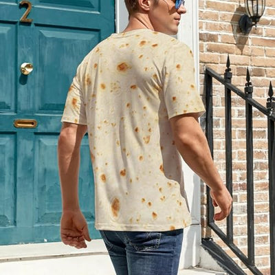 FULAOER Burrito Tortilla Pattern Men's Summer Short Sleeve Crew Neck T-Shirt Casual Sports Shirt 3XL, Style-5