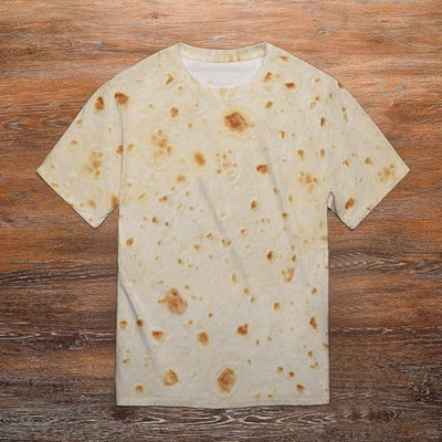 FULAOER Burrito Tortilla Pattern Men's Summer Short Sleeve Crew Neck T-Shirt Casual Sports Shirt 3XL, Style-5