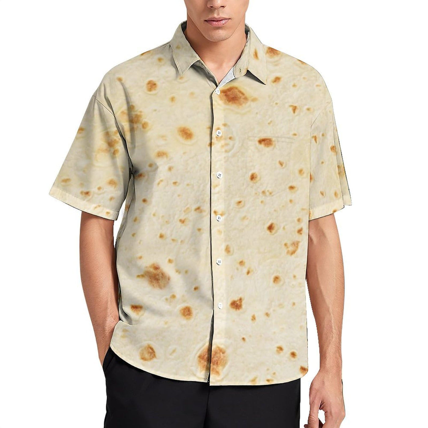 Generic Burrito Tortilla Pattern Mens Casual Button Down Shirts Short Sleeve Dress Shirt S, Style-8-15