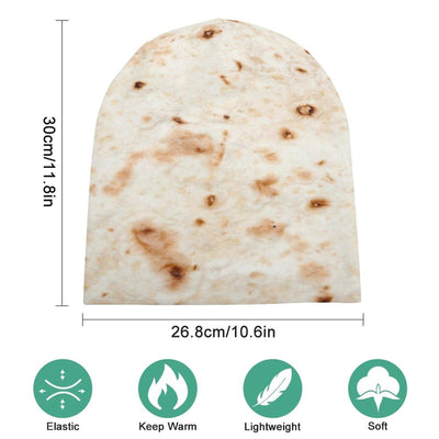 Floreska 3D Funny Realistic Food Burritos Tortilla Beanie hat for Men Women Knit Cuff Beanie Cap Skull Cap Slouchy Warm Winter hat