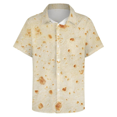 Generic Burrito Tortilla Pattern Mens Casual Button Down Shirts Short Sleeve Dress Shirt S, Style-8-15