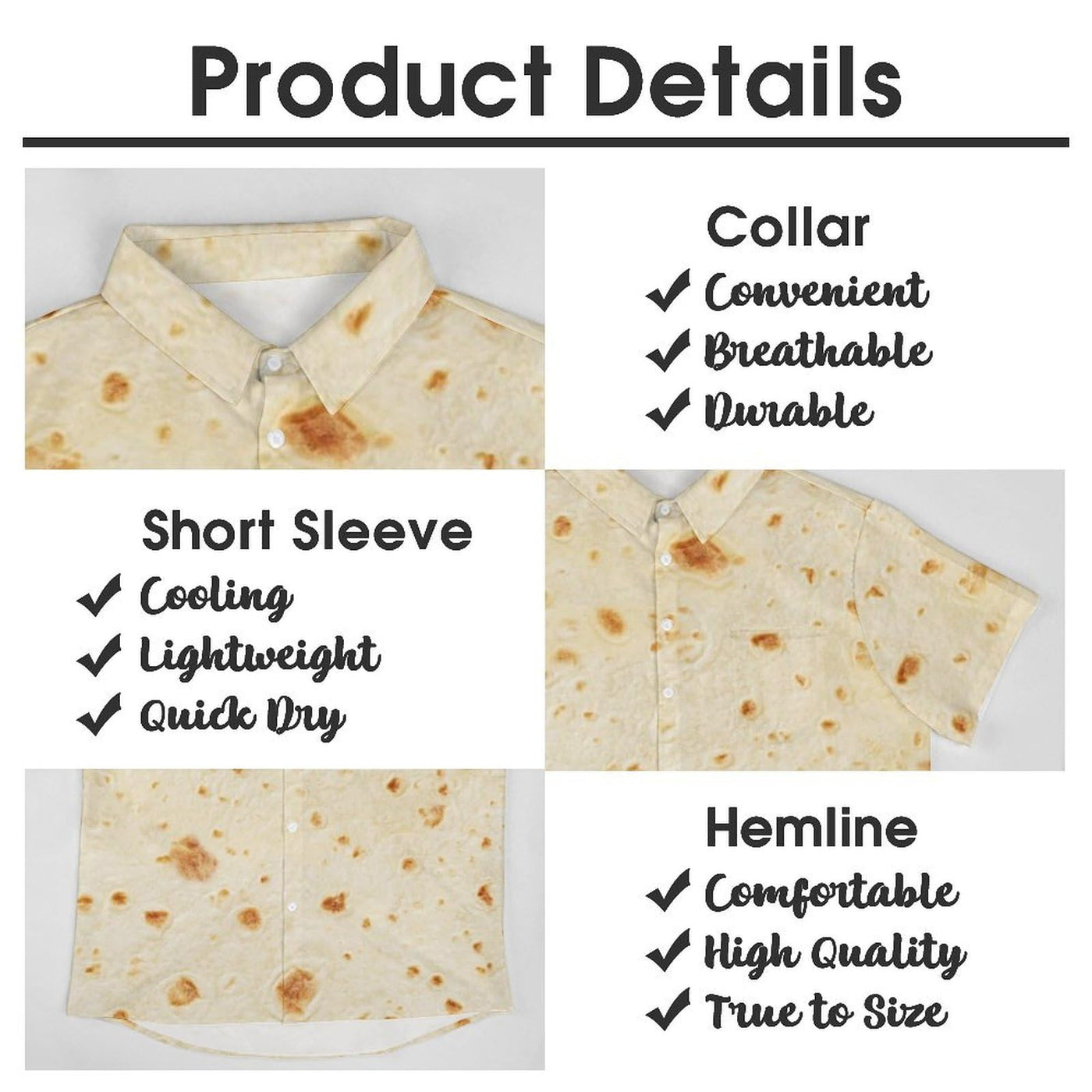 Generic Burrito Tortilla Pattern Mens Casual Button Down Shirts Short Sleeve Dress Shirt S, Style-8-15