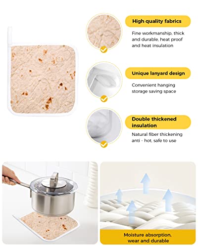 5Pack Pot Holders Cotton Heat Resistant Oven Hot Pads, Burritos Tortil –  Tech Tortillas