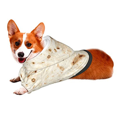Giant Flour Tortilla Taco Dog Costume Warm Puppy Hoodie Sweatshirt Fall Winter Warm Jacket/Pullover/Coat Large