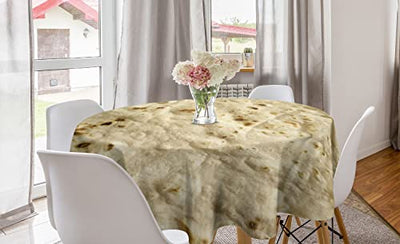 Tortilla Round Tablecloth Circle Table Cloth Cover for Dining Room Kitchen Decoration, 60"