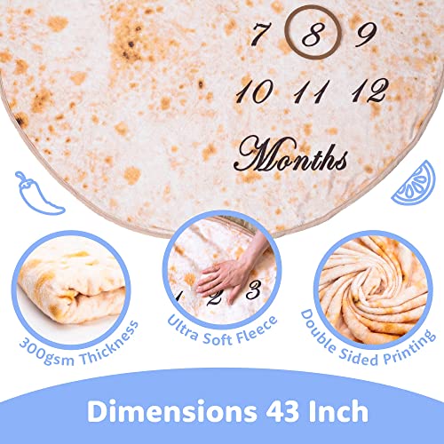 Bliss N Baby Milestone Blanket Baby Boy & Girl - Perfect Baby Age Blanket Gift Ultra Soft Double-Sided Funny Baby Growth Chart Blanket Fluffy Texture, Burrito Tortilla Baby Swaddle Blanket Boy Blanket