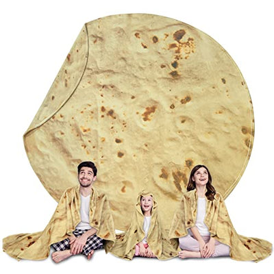 HDFK Tortilla Blanet Realistic Food Fleece Blanket Adult Size Kids Size Cheese Fluffy Throw Blanket Flannel Blanket Funny Novelty Gift 60"