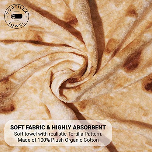 Tortilla Towel -The Original Tortilla Burrito Towel - Extra Large 32" x 72" Ultra Soft 100% Cotton - Perfect for Beach, Bath, Adults & Kids