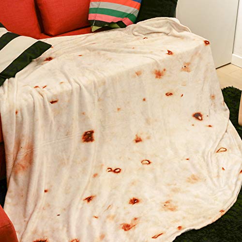 Tortilla Blanket Adult Size, Tortilla Blanket for Adult and Kids, Taco Kids Blanket, 71 Inches Realistic Food Throw Blanket for Pet, Soft Comfortable Flannel Blanket Funny Gifts for Bed, Couch, Travel