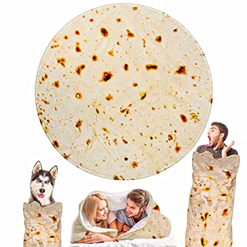 Burrito Tortilla Blanket Double Sided 80 inches for Adult and Kids, 280 GSM Cozy Flannel Fabric Novelty Giant Food Throw Blanket for Bed, Couch, Travel, Picnic and Beach