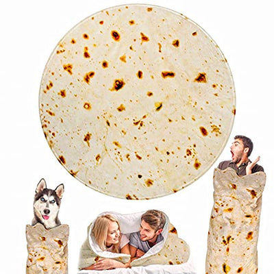 Burrito Tortilla Blanket Double Sided 47 inches for Kids, 280 GSM Cozy Flannel Fabric Novelty Giant Food Throw Blanket